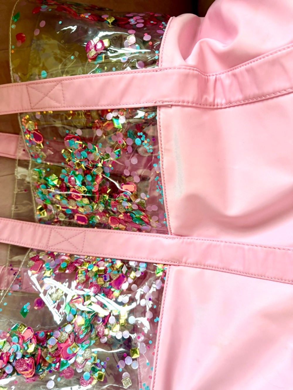 Packed Party Pink Clear Sequin Beach Pool Bag - Women's Beach & Everyday Tote - Picture 5 of 17